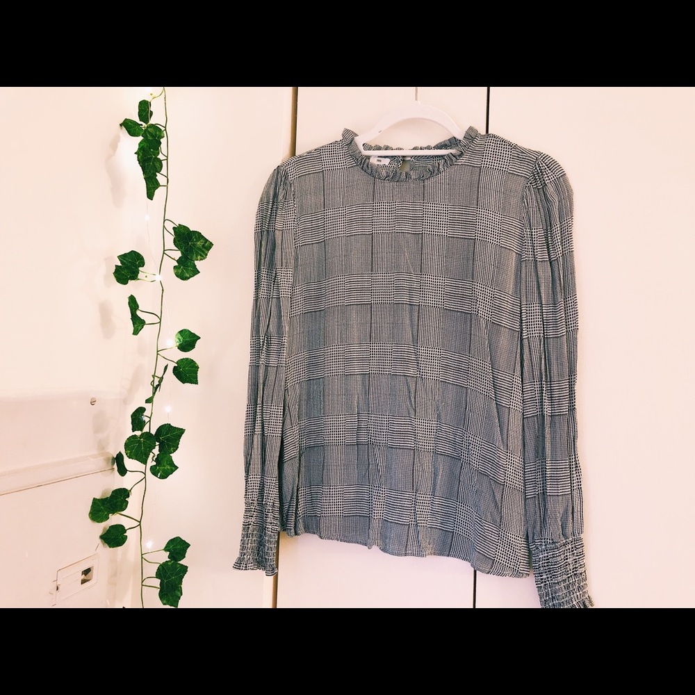 Patterned High Neck Blouse